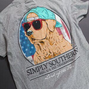 Simply Southern Women’s Gray Dog Logo Short Sleeve T-Shirt Top Tee Small
